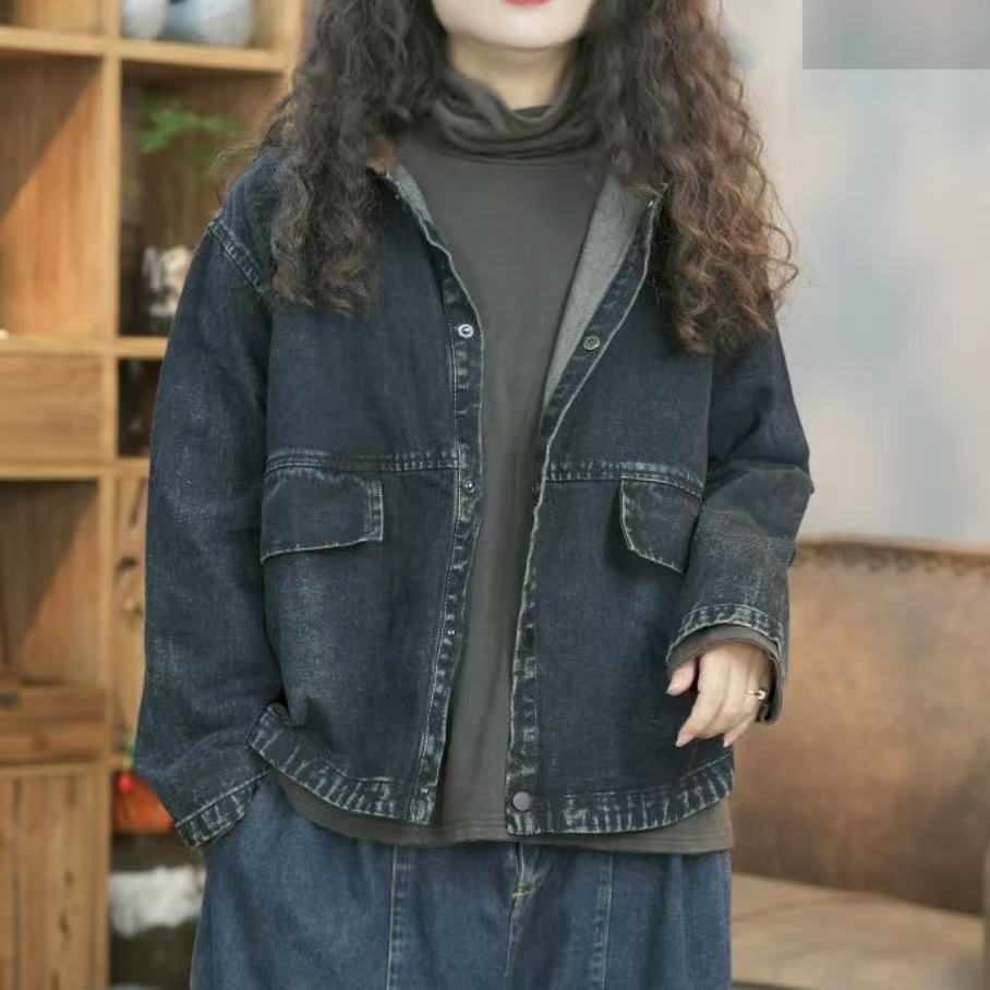 MD 366 春季新品休闲百搭牛仔连帽女士外套 胸围124长60