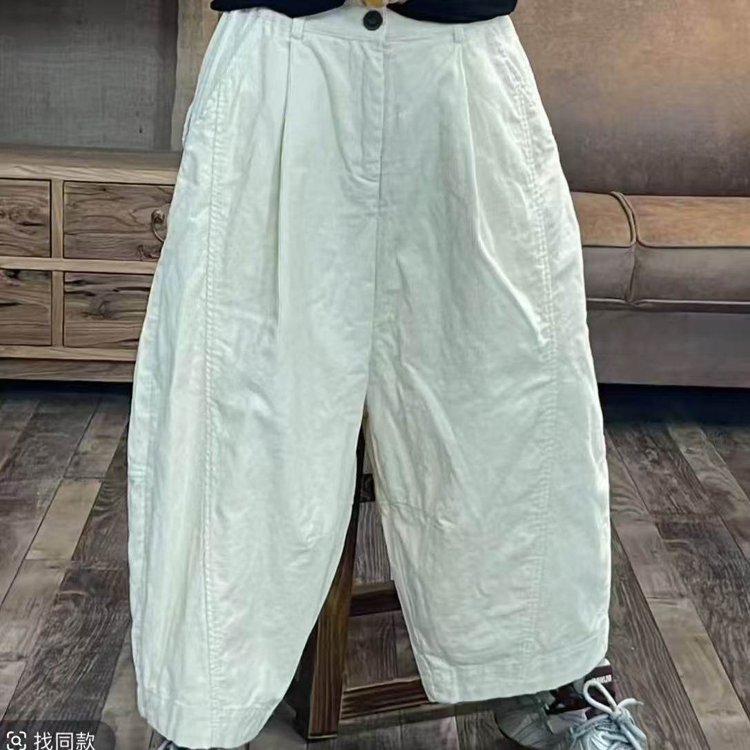 33 25-117 冬季新品灯芯绒休闲百搭横线女士裤子 臀围136长81 - 丽子原创出品