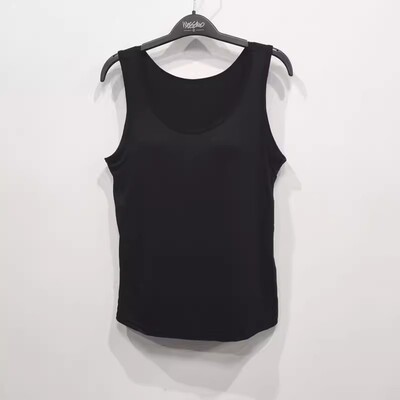 带胸垫莫代尔打底背心黑色女百搭弹力显瘦文胸一体圆领无袖上衣