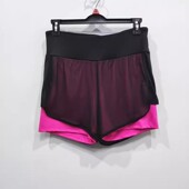 假两件运动短裤 女夏季 时尚 外贸单大码 宽松高腰撞色网纱阔腿健身裤