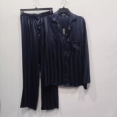 缎面仿真丝长袖 长裤 睡衣套装 外贸原单大码 男四季 宽松休闲家居服