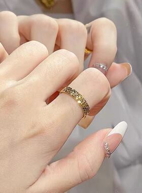 纯黄铜碎冰冰戒指女小众设计满天星闭口闺蜜食指戒高级感生日礼物