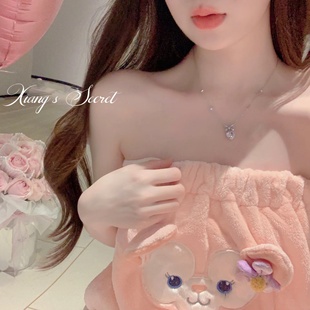 香香 可爱卡通浴裙速干可裹可穿吸水毛巾干发帽浴巾女ins 秘密