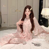 香香 蕾丝家居服2025新 冰丝纯欲性感碎花睡衣夏季 秘密 蔷薇香氛