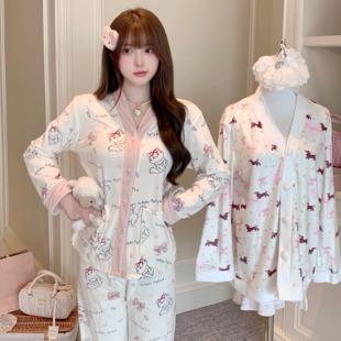 海岛绒甜美睡衣套装 奶糖猫猫 秋冬纯欲家居服加厚保暖 秘密 香香