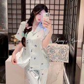 香香 名媛风家居服三件套夏 轻奢气质水钻睡衣套装 秘密 水晶蝴蝶