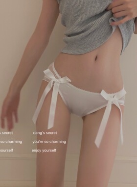 香香的秘密 法式缎面洛丽塔少女纯欲蕾丝蝴蝶结三角裤日系性感
