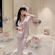 秘密 小甜豆 冰丝粉桃心波点睡衣家居服套装 香香 甜美夏天短袖 女