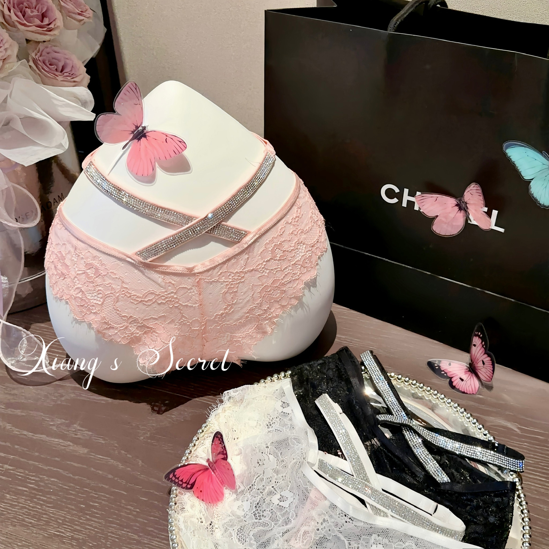 香香的秘密 果汁碎钻*闪钻性感交叉蕾丝边内裤纯欲辣妹三角裤欧美