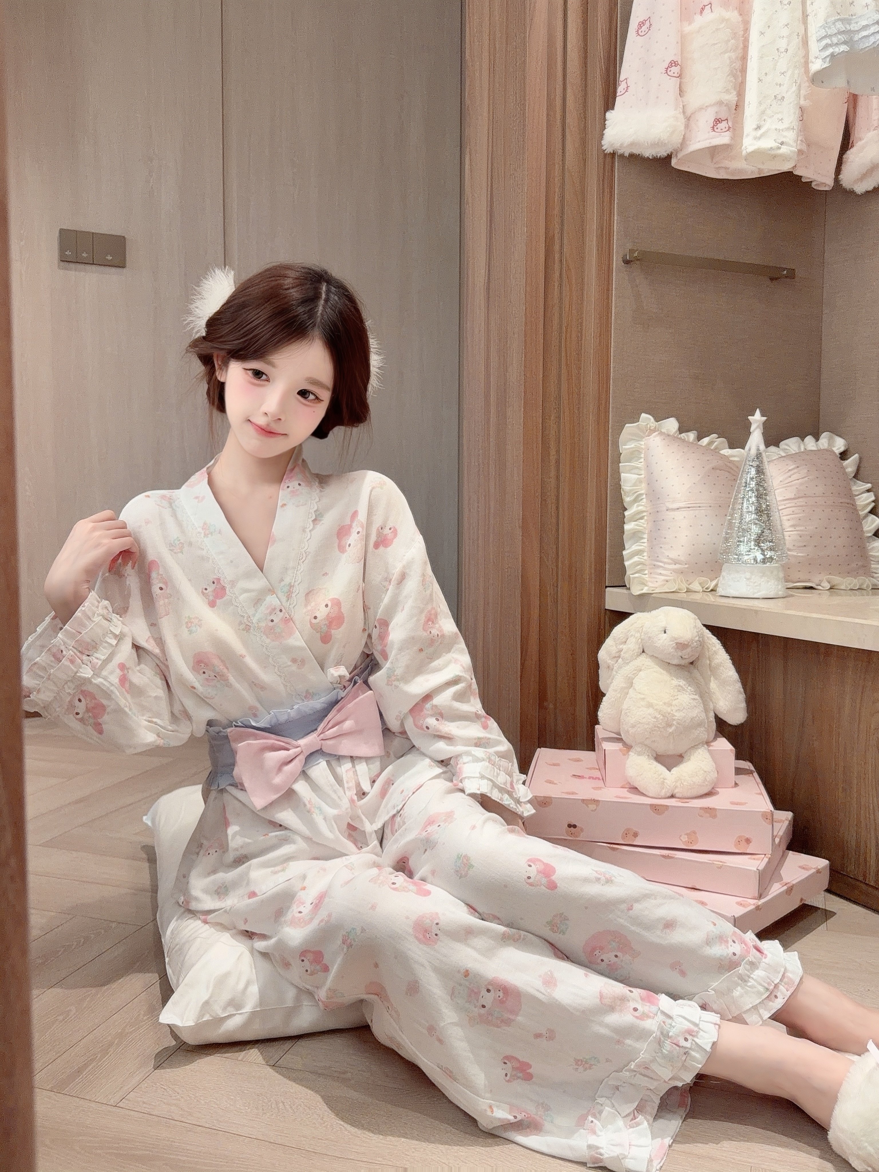 香香的秘密 小美樱花祭*A类婴儿棉纱睡衣浴衣原创家居服2026秋冬