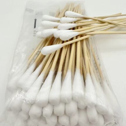 亚申医用棉签15cm竹制棉棒皮肤创面消毒上药长棉签自封袋小头棉签