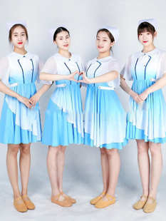 逆行而上演出服成人开场舞女换装变装现代舞白衣天使护士服连衣裙