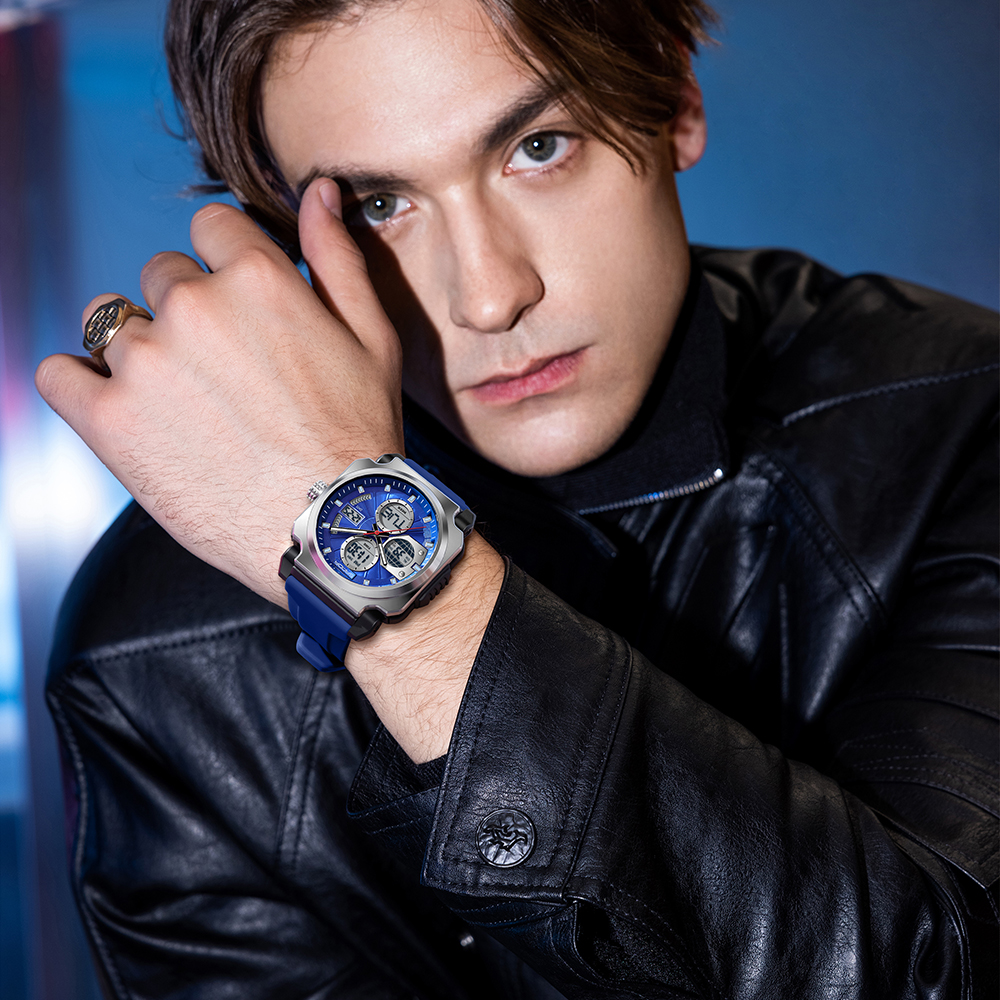 青少年手表男学生运动户外跑步计时防水夜光双显多功能新潮电子表