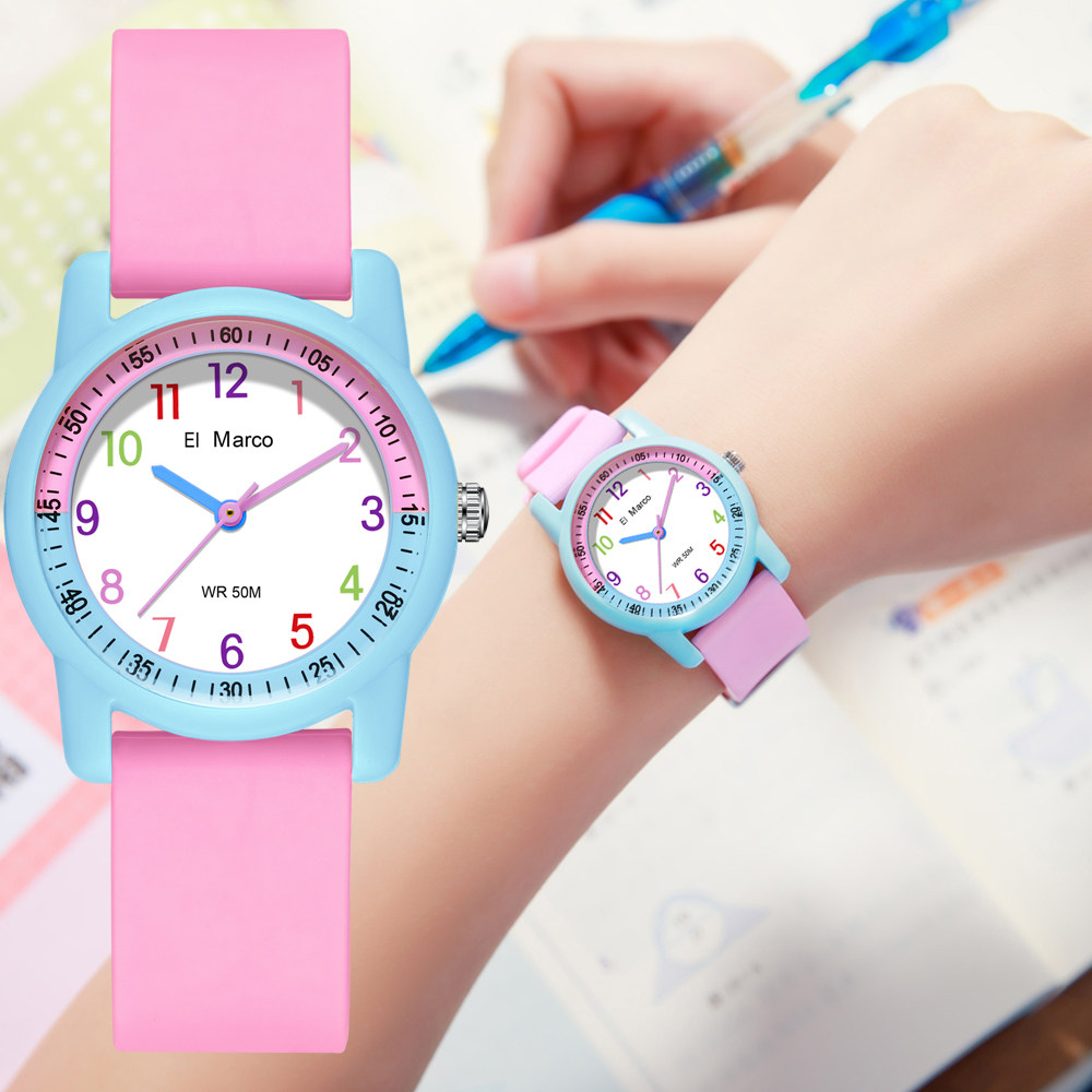 儿童手表男孩女孩小学生防水防摔考试静音指针式石英表撞色小清新,手表,国产腕表,淘宝优惠券,粉丝福利购,淘宝优惠卷