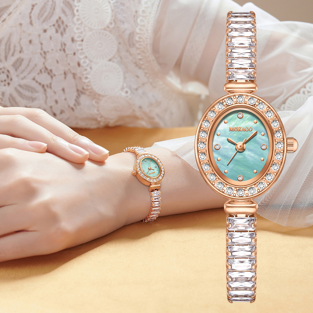 女士手表满钻奢华气质防水精致贝母小表盘手链表高颜值百搭石英表