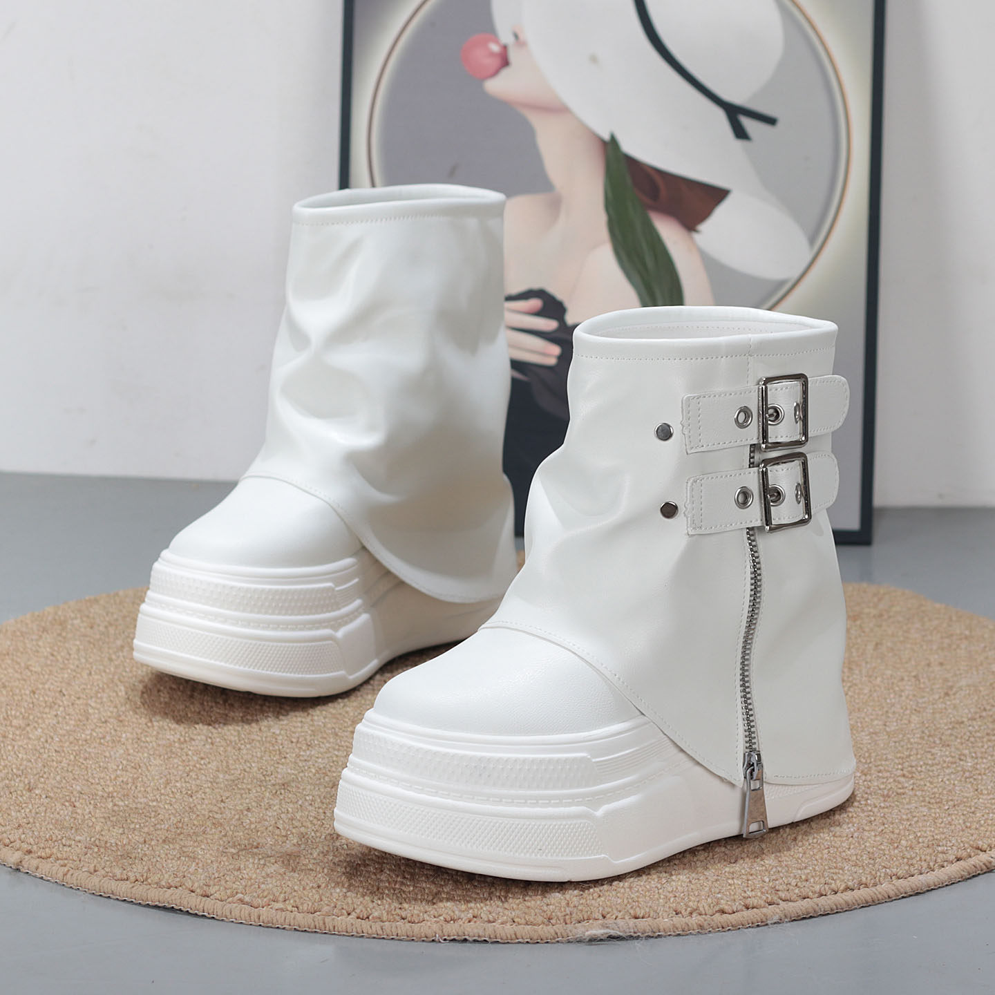 超高跟内增高12CM小个子10CM厚底松糕裤管靴轻便显瘦炸街女短靴子,女鞋,高帮鞋,淘宝优惠券,粉丝福利购,淘宝优惠卷