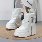 超高跟内增高12CM小个子10CM厚底松糕裤 管靴轻便显瘦炸街女短靴子