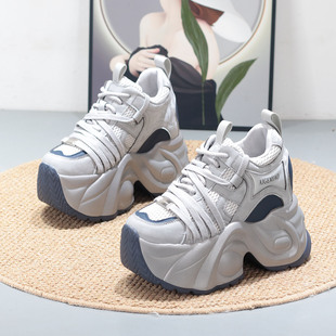 2025秋超高跟内增高12CM小个子厚底松糕坡跟老爹鞋显瘦休闲运动鞋