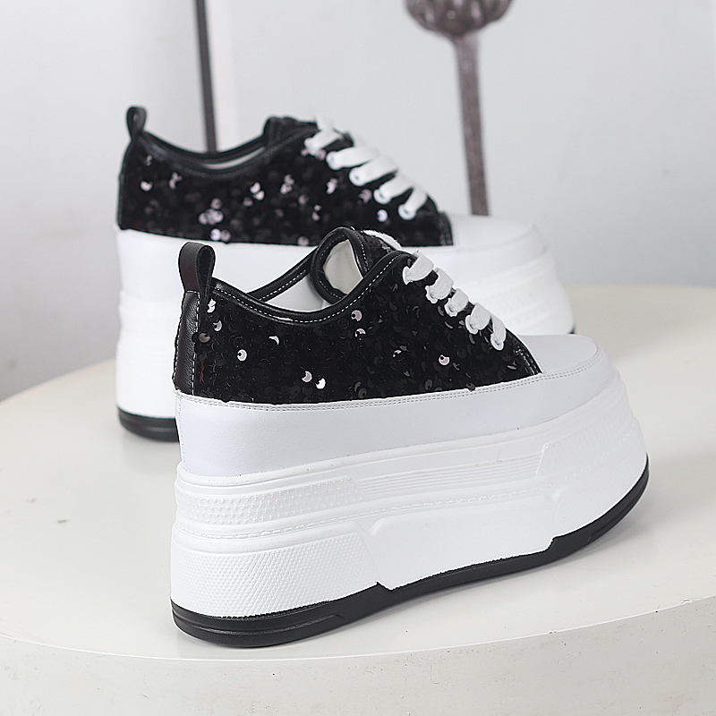 休闲厚底松糕鞋圆头小白鞋