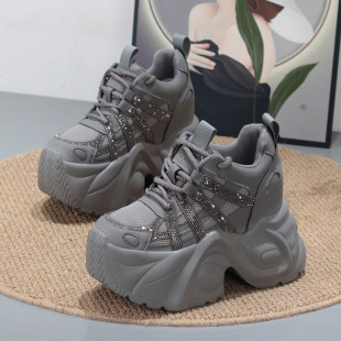 超高跟内增高12CM小个子10CM轻便单鞋 2025秋季 厚底松糕休闲老爹鞋