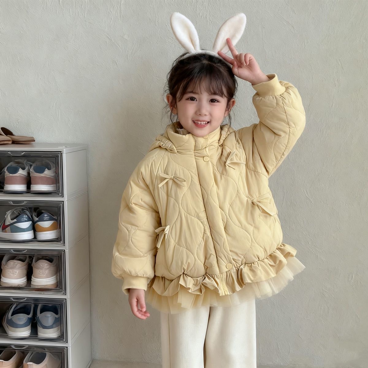 女童棉衣加绒外套秋冬装2025新款儿童公主上衣宝宝冬洋气加厚棉袄