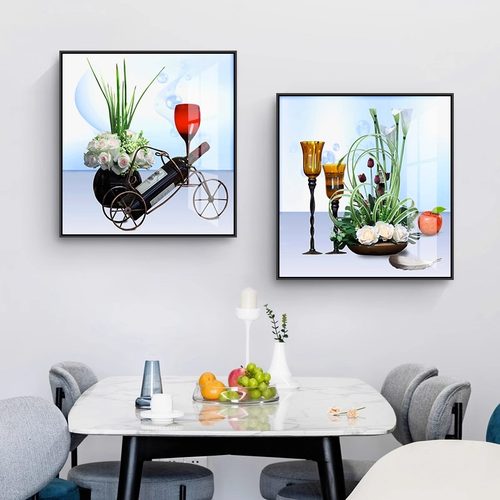 餐厅装饰画现代简约饭厅背景墙画晶瓷轻奢壁画餐厅餐桌挂画免打孔