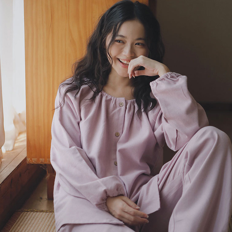 无简母鸡睡衣女士秋冬加厚纯棉长袖家居服全棉可外穿套装大码