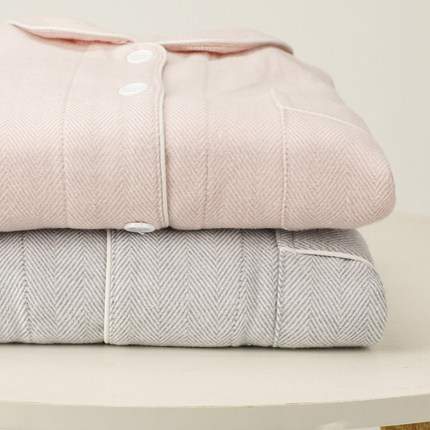 MUEJ日式纯棉睡衣女磨毛绒布秋冬加厚法兰绒长袖情侣家居服男套装