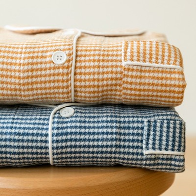 MUEJ高级感睡衣男女士秋冬加厚纯棉磨毛法兰绒情侣家居服长袖套装