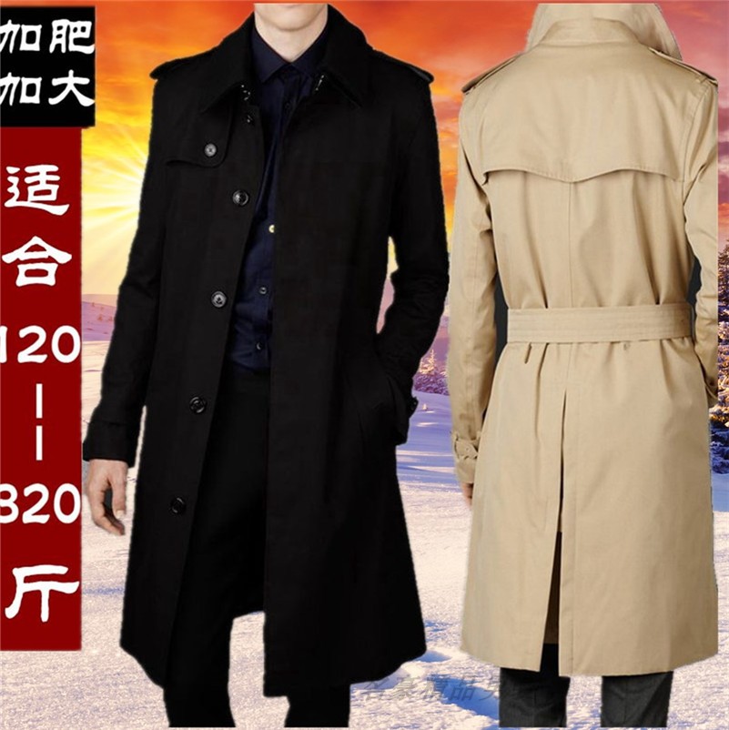 过膝中长款胖子大码外套风衣