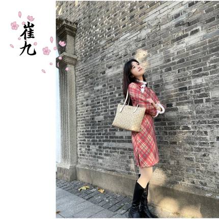 EACH崔九【冬日甜心】秋冬款加绒连衣裙小个子少女新中式改良旗袍