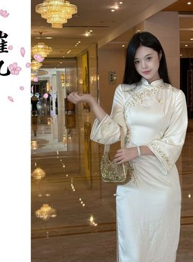 EACH崔九【金玉缘】仿醋酸重工两万针刺绣！新中式国风旗袍连衣裙