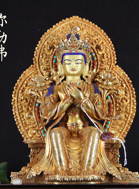 尼泊尔藏传紫铜鎏金雕刻