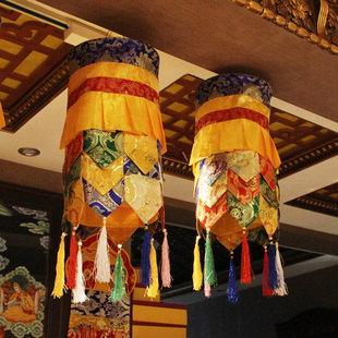 密宗供奉藏汉传佛堂装饰小佛幡五彩胜利幢法幢西藏顶棚装饰1对2个