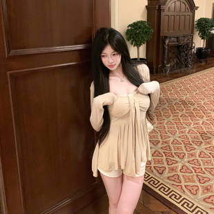 抹胸上衣 高级感针织开衫 M900小个子穿搭一整套2025新款 两件套夏装