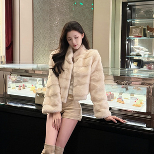 洋气短款 M900环保毛外套女秋冬季 时尚 爆款 小个子春秋百搭 2025新款