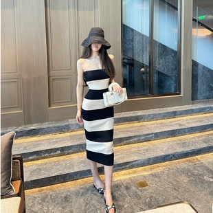 显瘦 气质海边度假无袖 M900抹胸裙子超好看连衣裙2024新款 长裙夏季