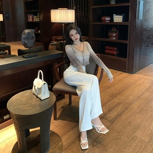 子休闲裤 薄款 阔腿裤 春秋垂感高腰宽松直筒夏季 2025新款 M900白色裤