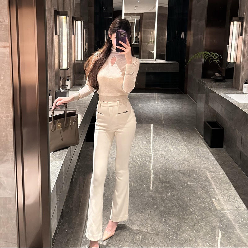 M900加绒裤子女冬喇叭马蹄裤春秋