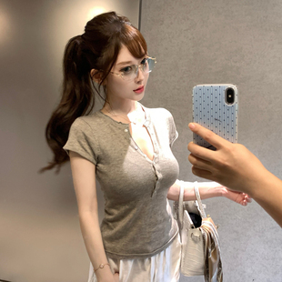 内搭设计感辣妹小个子体恤春秋 爆款 M900上衣t恤女短袖 2025新款