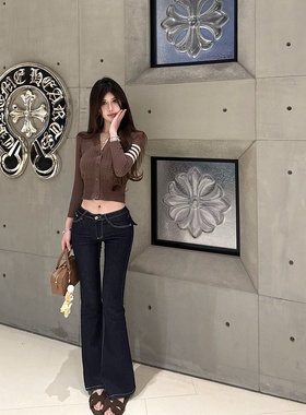 M900牛仔裤女2026新款夏裤子喇叭裤阔腿裤高腰今年流行显瘦深蓝色