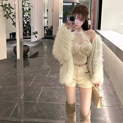 M900皮草外套女白色2025新款