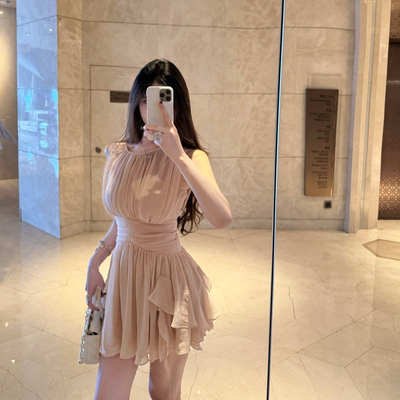 M900粉色连衣裙2025新款裙子女夏