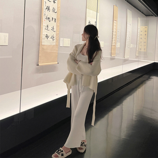 子女秋冬长裤 M900白色阔腿裤 裤 2025新款 高腰春秋垂感宽松 休闲裤