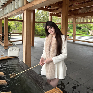 M900毛呢外套女2026新款中长款大衣小个子秋冬时尚百搭环保毛领