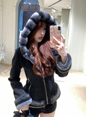 M900外套女秋冬2026年新款羽绒内胆黑色短款毛绒时尚洋气小个子