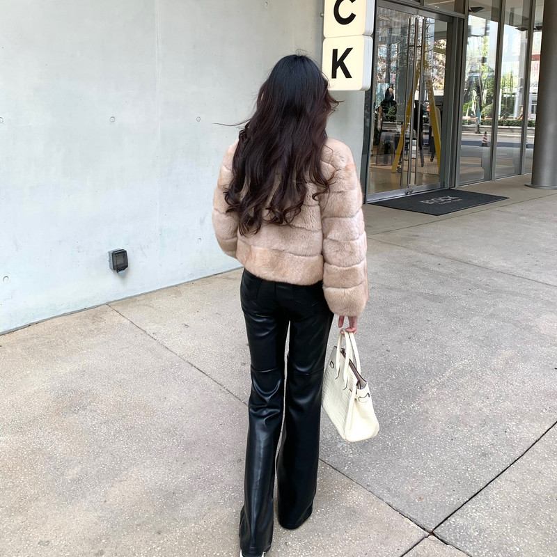 M900修身气质PU皮九分裤女高级感显瘦高腰直筒裤皮裤休闲长裤子