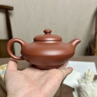 宜兴紫砂壶原矿紫泥家藏红皮龙手工制紫砂壶茶具合欢壶180cc