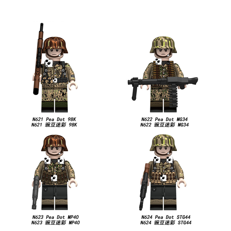 二战军事迷彩士兵德人仔头盔武器