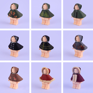 艺小生士兵积木人仔大衣服斗篷穿戴配件印刷披风DIY小颗粒拼玩具